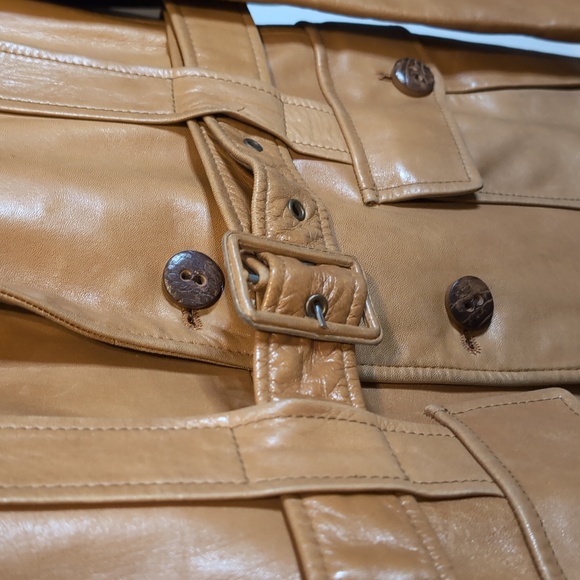 Vint. 70s Cortefiel Retro tan leather jacket 38 chest (mens small) - Picture 3 of 9